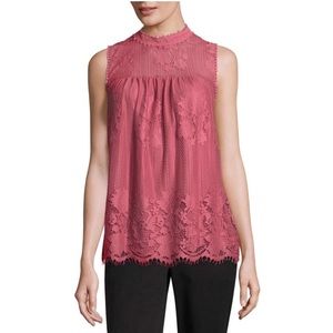 NEW Coral Sleeveless Lace Top